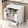Vintage Style 30" Bathroom Vanity With Sink, Multi Functional Storage, Soft Closing Door - White - Image 2