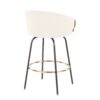 Claire - Contemporary / Glam Fixed Height Counter Stool With Swivel With Accents (Set of 2) - Cream - Image 4
