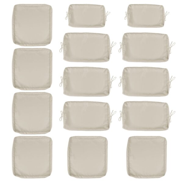 14 Pack Cushion Covers For 7 Piece Wicker Rattan Sectional Sofa (6 Seater), Outdoor Seat And Back Slipcovers With Zippers - Beige