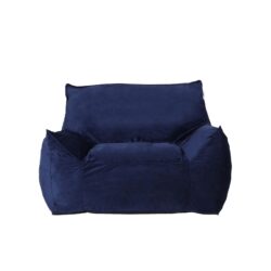 Allea - Velveteen Armrest Bean Bag Chair - Navy Blue