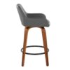 Daniella - Contemporary Fixed Height Counter Stool With Swivel With Round Footrest (Set of 2) - Walnut / Gray - Image 3
