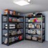 Wide Metal Shelves, With 5 Removable Dividers, Large Capacity, Strong Load Bearing, Suitable For Garage, Kitchen And Office - Black - Image 23