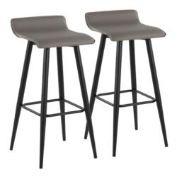 Ale - Contemporary Fixed Height Bar Stool (Set of 2) - Black / Gray