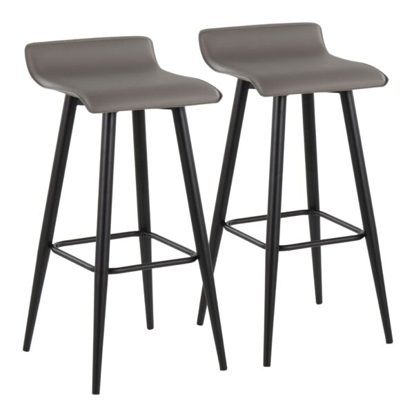 Ale - Contemporary Fixed Height Bar Stool (Set of 2) - Black / Gray