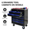 6 Drawer Multifunctional Tool Cart With Wheels - Black / Blue - Image 7