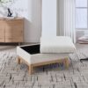 Upholstered Storage Ottoman With Reversible Lid Coffee Table, Foot Stool Square Footrest With Rubberwood Legs For Living Room Bedroom Entryway And Office - Ivory - Image 6