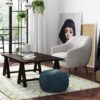 Renee - Round Pouf - Teal - Image 5