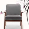 Accent Chair, Classic Mid Century Modern For Extra Seating - Gray - Image 4