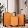 3 Piece Luggage Sets Lightweight Suitcase With Two Hooks, Spinner Wheels, Tsa Lock, (20/24/28) - Orange - Image 2