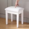 Vanity Stool, Makeup Bench Dressing Stool With Cushion And Solid Legs - White - Image 2