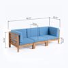 Oana - 3 Piece Sofa Set With Water Resistant Cushions - Blue - Image 2