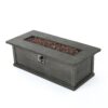 Transitional, Rectangular Outdoor Propane Fire Pit With 50, 000 Btu, Tank Cover Not Included - Brown Wood Pattern - Image 13