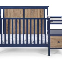 Connelly - 4 In 1 Crib and Changer Combo - Midnight Blue / Vintage Walnut