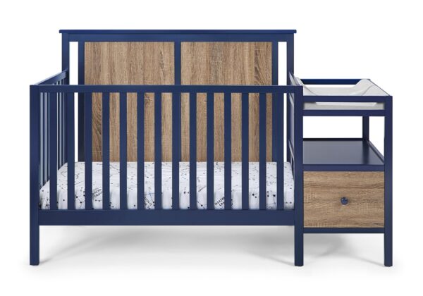 Connelly - 4 In 1 Crib and Changer Combo - Midnight Blue / Vintage Walnut