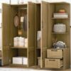 3 Door Storage Wardrobe For Dedroom With Shelves And 2 Drawers, Side Storage Shelves - Nature - Image 16