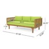 Claremont - 3 Seater Daybed Teak Acacia Wood Water Resistant Cushions - Green - Image 4