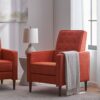 Macedonia - Mid Century Modern Button Tufted Fabric Recliner - Orange - Image 9