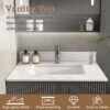 Carrara Marble Design Elegant Bathroom Vanity Top With Undermount Sink - White - Image 11
