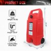 15 Gallon / 57 L Gas Caddy With Wheels Fuel Transfer Tank Gasoline Diesel Can Fuel Storage Tank For Automobiles ATV Car Mowers Tractors Boat Motorcycle - Red - Image 5