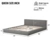 Queen Size, Stylish Upholstered Bed, Minimalist Design - Gray - Image 8