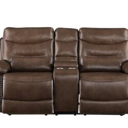 Aashi - Leather Gel Match Recliner Loveseat - Brown