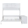Queen Size Wall Murphy Bed With Desk And Storage Shelves And Big Cabinets - White - Image 4