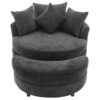 360° Swivel Accent Barrel Chair With Storage Ottoman & 4 Pillows, Modern Chenille Leisure Chair Round Accent For Living Room - Gray - Image 16