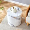 Elegant Cylindrical Table With Patterned Design For Versatile Use - White - Image 5