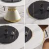 59.05" Modern Artificial Stone Round Carbon Steel Base Dining Table, Black Artificial Stone Turntable - White - Image 6
