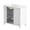 Modern Bathroom Vanity With Ceramic Sink, Freestanding, One Tip - Out Drawer, 3 Side Drawers, Adjustable Shelf - White - Image 19