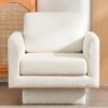 360° Modern Swivel Accent Chair Round Armchair, Thick Padded Single Lounge Sofa Upholstered Comfy - Cream - Image 12
