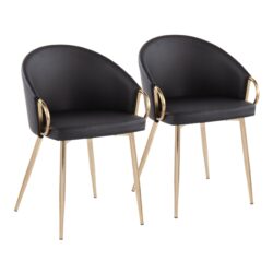 Claire - Contemporary / Glam Chair (Set of 2) - Gold / Black