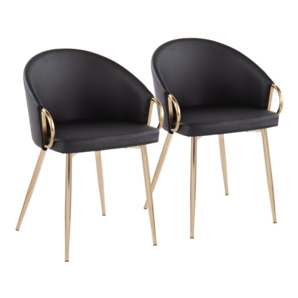 Claire - Contemporary / Glam Chair (Set of 2) - Gold / Black