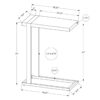 Accent Table, C - Shaped, Contemporary Convenient Design - Gray - Image 12