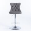 Swivel Velvet Barstools Adjusatble Seat Height From 25-33", Modern Upholstered Chrome Base Bar Stools With Backs Comfortable Tufted For Home Pub And Kitchen Island (Set of 2) - Gray - Image 3