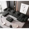 Modern Oversized Modular Sectional Sofa, Sparkling Chenille Fabric Soft Cushion Sofa With 8 Pillows, 8 Pieces Diy Combination Tufted Sofa, No Assembly Required - Black - Image 8