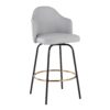 Ahoy - Contemporary Fixed Height Counter Stool Round Footrest (Set of 2) - Light Gray / Black - Image 2