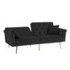 Velvet Tufted Sofa Couch With 2 Pillows And Nailhead Trim - Black - Image 7