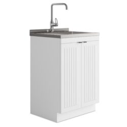 Murphy - Laundry Cabinet With Faucet And Stainless Steel Sink - White