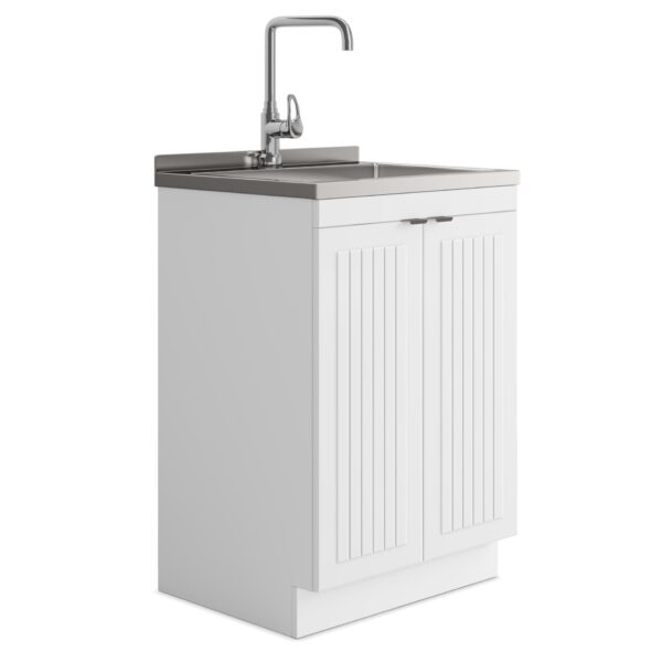 Murphy - Laundry Cabinet With Faucet And Stainless Steel Sink - White