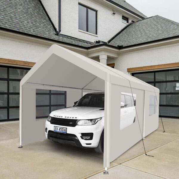 Carport, 10x20 Heavy Duty Portable Carport Garage Tent For Outdoor Storage Shelter - White