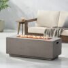 Modern Outdoor 40, 000 Btu Rectangular Concrete Propane Fire Pit - Dark Gray - Image 2