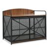 Heavy Duty Large Dog Crate Furniture For Large Medium Dog, Farmhouse Wooden Dog Kennel Indoor End Table, Decorative Pet House For Large Dogs - Brown - Image 7
