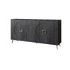 Modern Lacquered 4 Door Wooden Cabinet Sideboard Buffet Server Cabinet Storage Cabinet, For Living Room, Entryway, Hallway, Office, Kitchen And Dining Room - Distressed Black - Image 8