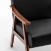 Mid Century Modern Wingback Accent Chair With Solid Wood Frame And Extra Thick Backrest - Lounge Chair For Living Room, Bedroom, Or Reading Room - Black - Image 13