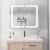 36" X 30" Medicine Cabinet With LED Vanity Mirror, Anti-Fog, Recessed Or Surface Mount, Waterproof, Dimmable, Aluminum 3000K~6000K Lighted Double Door Bathroom Cabinet With Touch Switch - Silver - Image 3