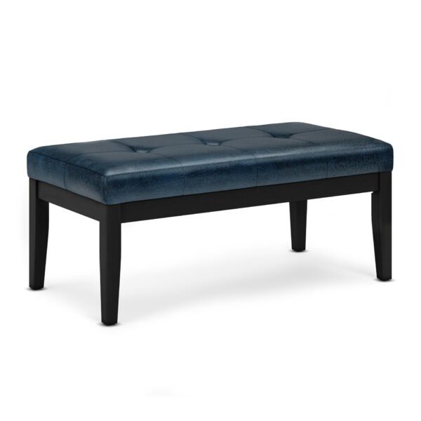 Lacey - Tufted Ottoman Bench - Distressed Dark Blue