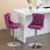 Swivel Velvet Barstools, Adjusatble Seat Height 1712PP (Set of 2) - Purple - Image 18
