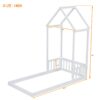 Twin House-Shaped Roof Headboard Floor Bed, (Without Slats) - White - Image 14