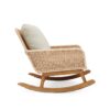 Contemporary Minimalist Wicker Rocking Chair With Soft Polyester Cushions And Durable Wooden Frame - Beige - Image 5